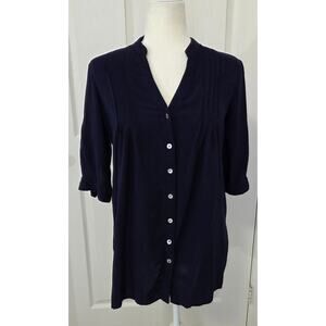 Forever 21 Soft Navy Blue Button Up Shirt Dress Size Small